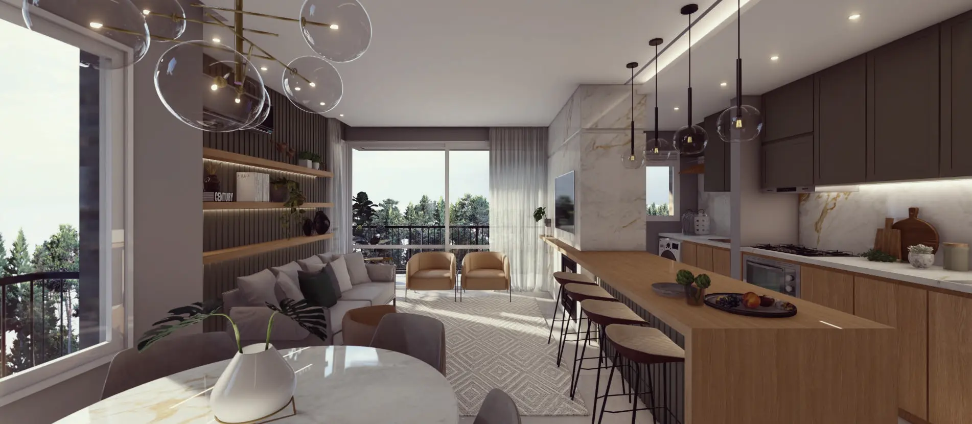 Living de apartamento do Residencial Malbec