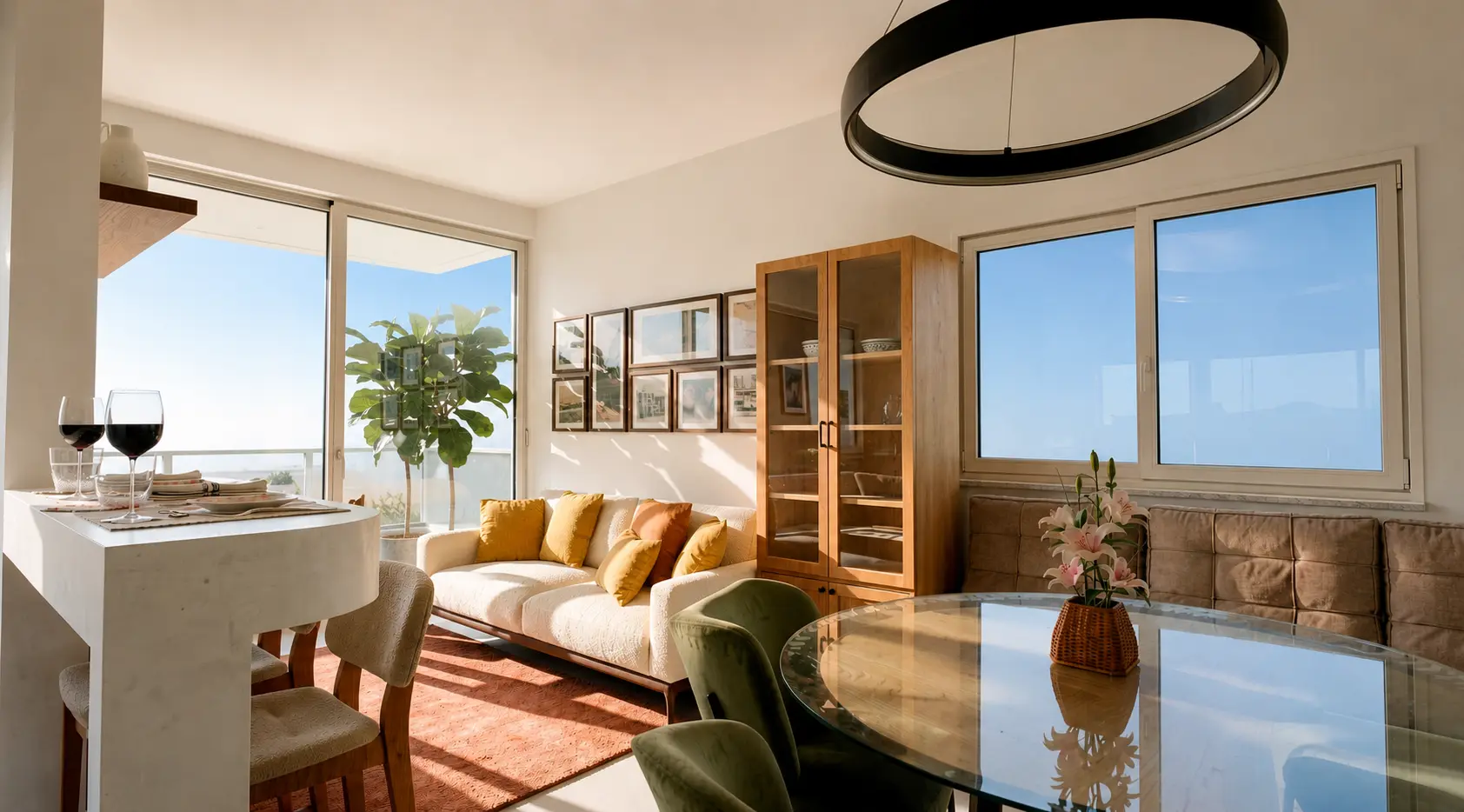 Living do apartamento com dois dormitórios