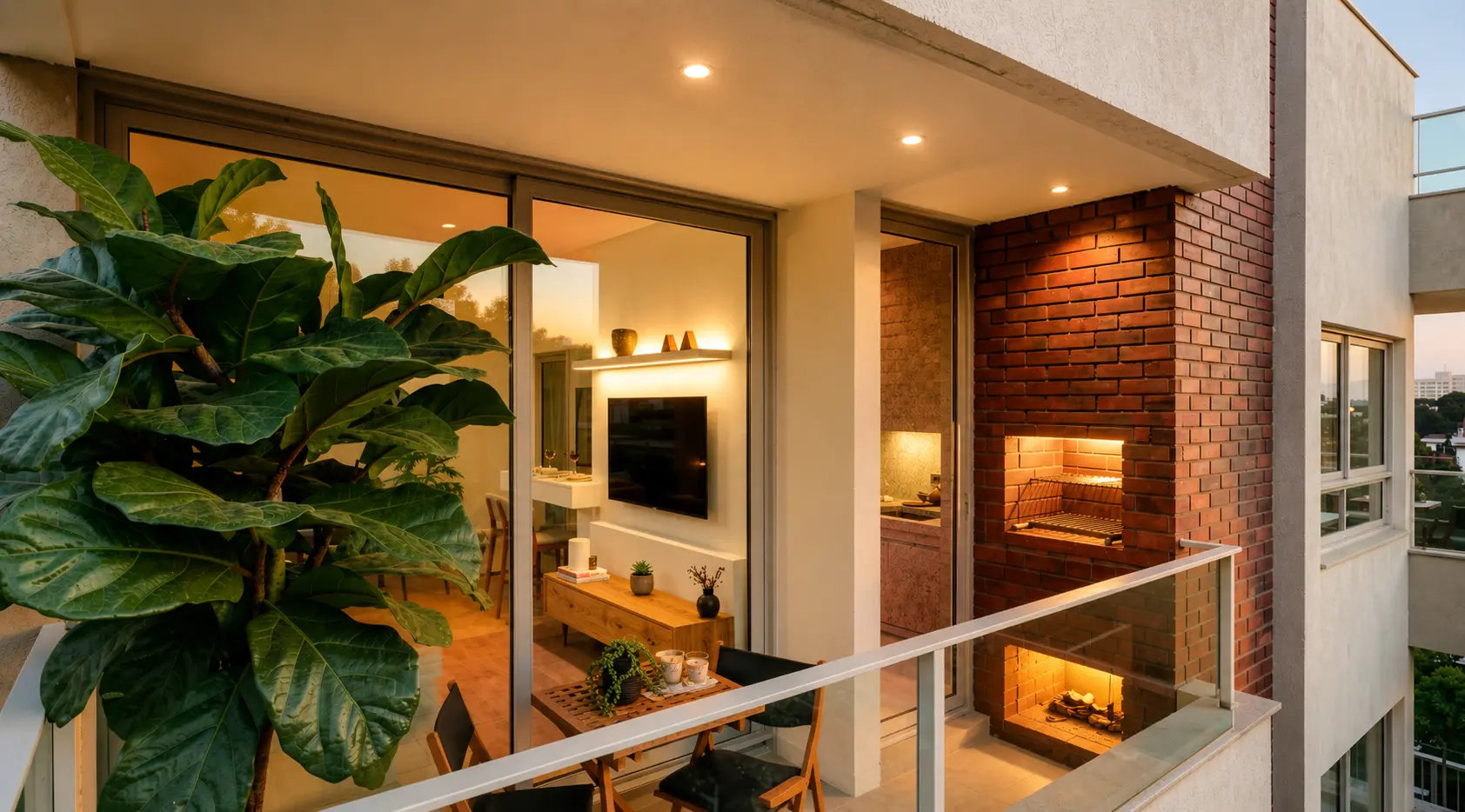 Sacada do apartamento com dois dormitórios