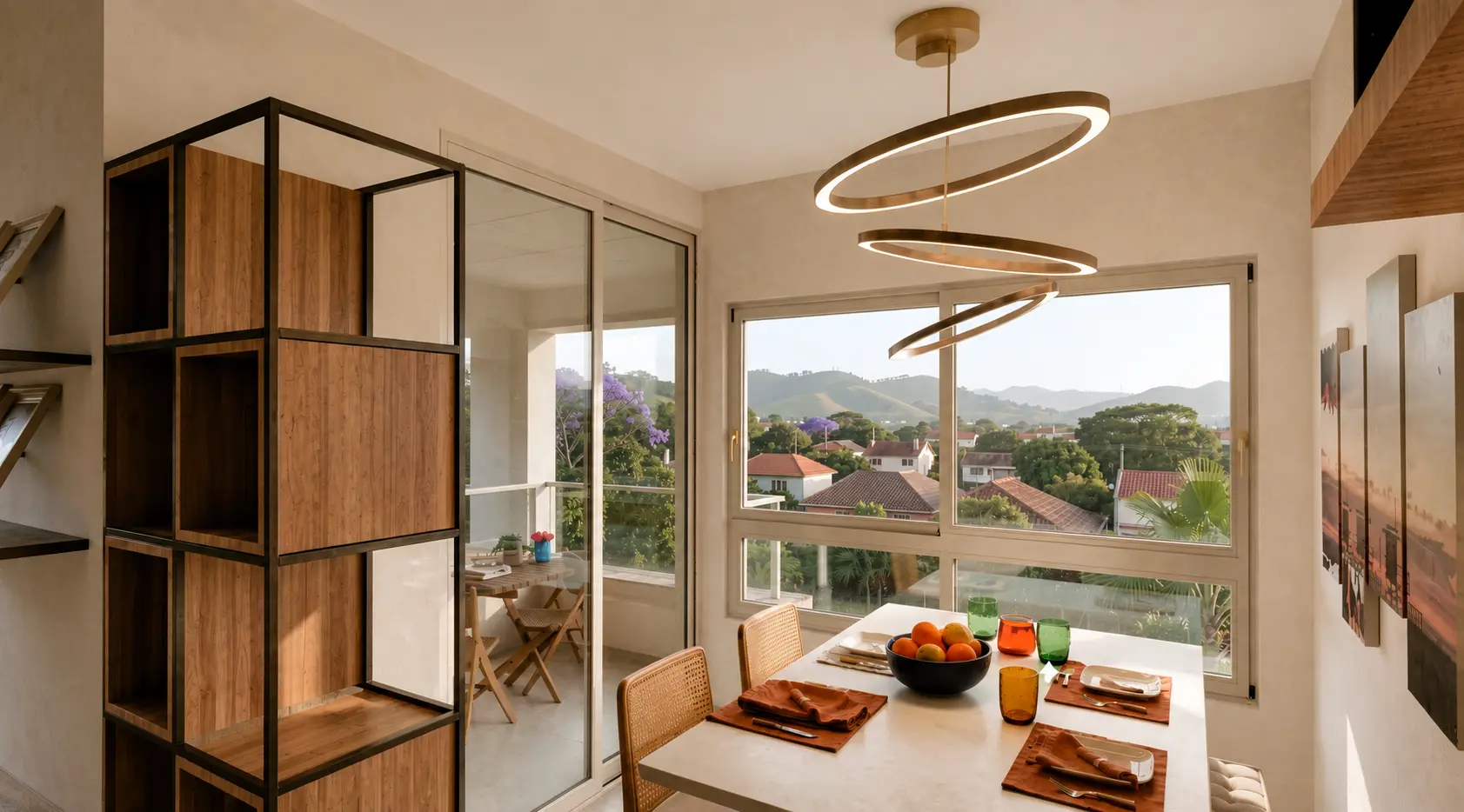 Sala de jantar do apartamento com três dormitórios