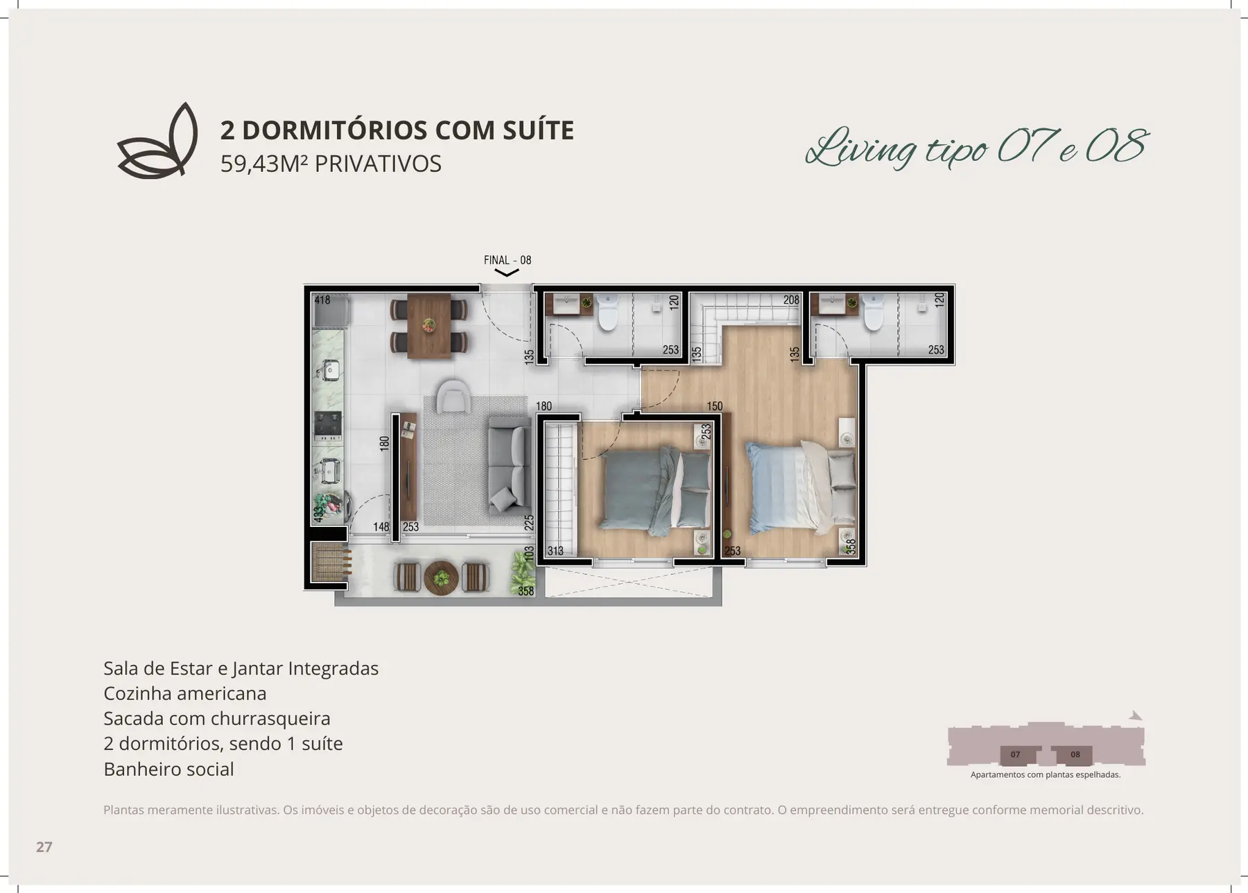Planta tipo 07/08 do Residencial Tannat